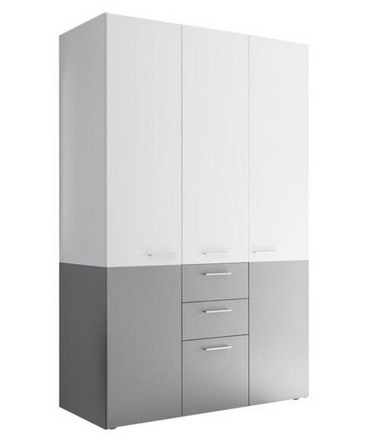 Kombischrank in Grau/Weiß - Weiss/Silberfarben, Konventionell, Holzwerkstoff/Metall (122/196,4/57,6cm) - Mömax