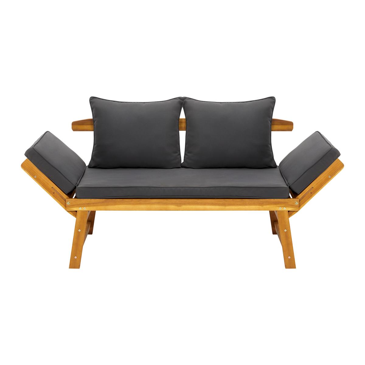 Počivalnik Pia - temno siva/barve akacije, Moderno, tekstil/les (143-190/68/75cm) - Bessagi Garden