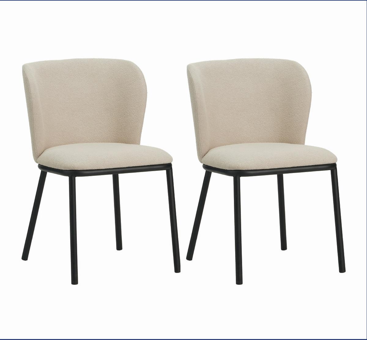 Stuhl-Set Bourges Beige - Beige/Schwarz, MODERN, Textil/Metall (52/80/44cm) - MID.YOU