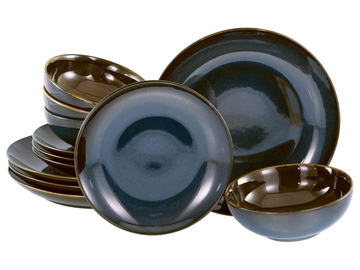 Jedilni Servis Mallorca, 12-Delni - modra/rjava, Basics, keramika - Creatable