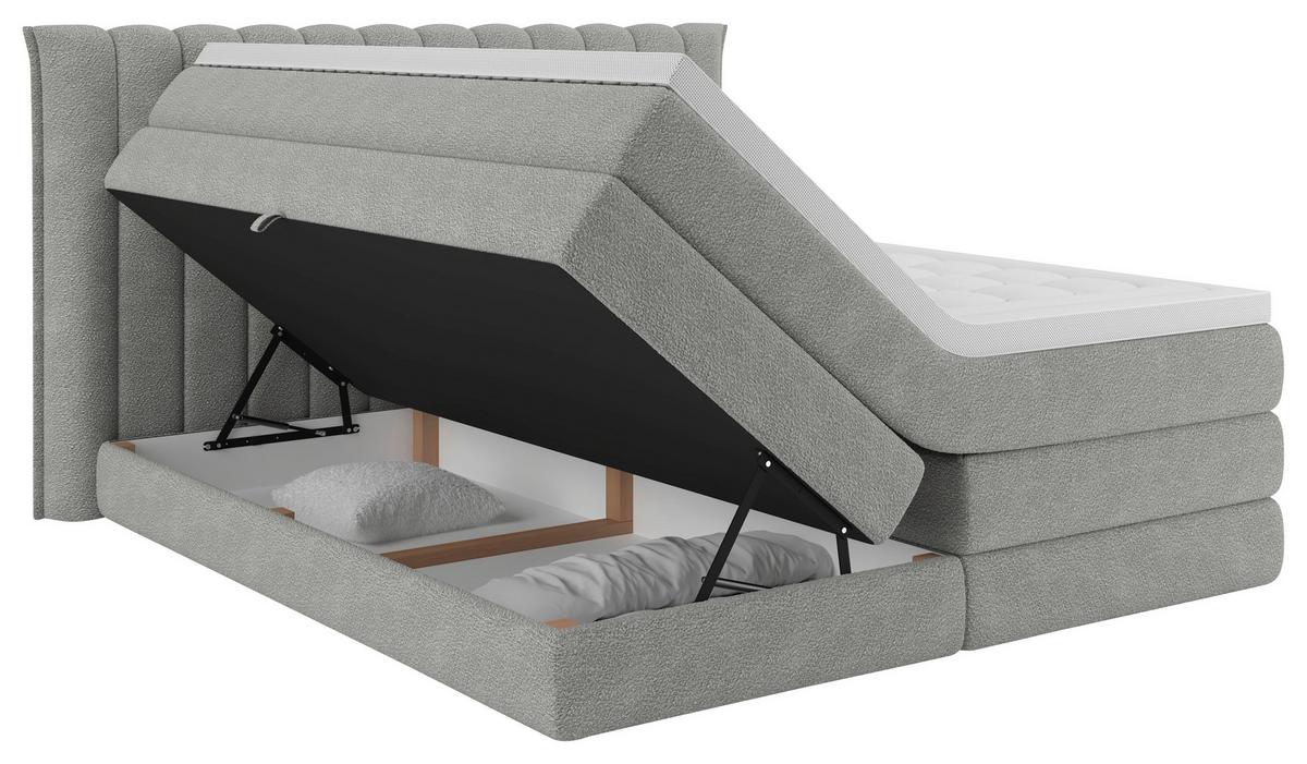 Boxspringbett Lina Grau ca. 200x200cm - Grau, KONVENTIONELL, Holz/Holzwerkstoff (200/200cm) - Premium Living