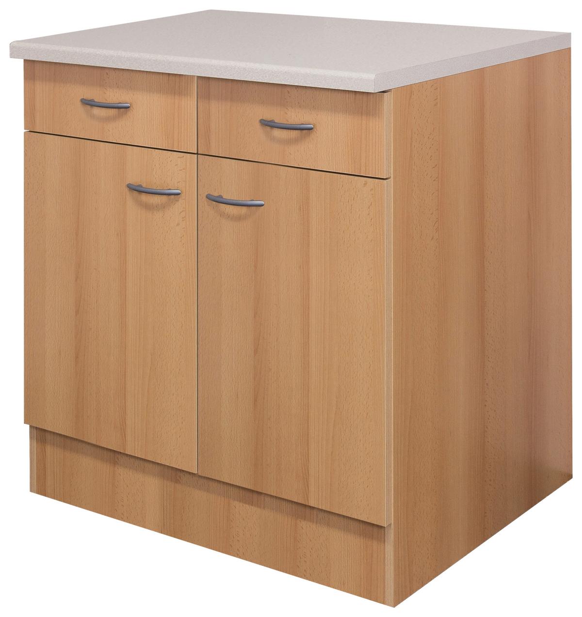 Küchenunterschrank in Buchefarbe 'Nano' - Edelstahlfarben/Beige, MODERN, Holzwerkstoff/Kunststoff (80/85/57cm) - FlexWell