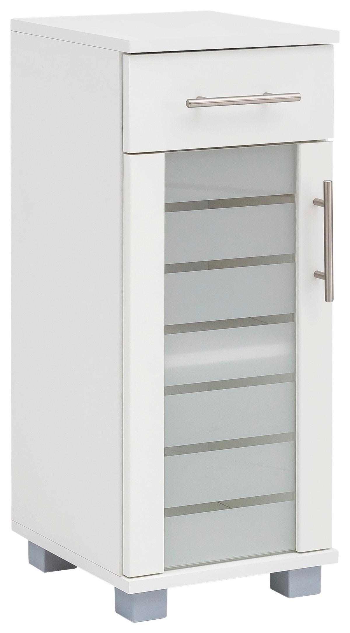 Unterschrank Niko Weiß - Edelstahlfarben/Silberfarben, MODERN, Glas/Holzwerkstoff (30,3/75,3/32,6cm) - MID.YOU