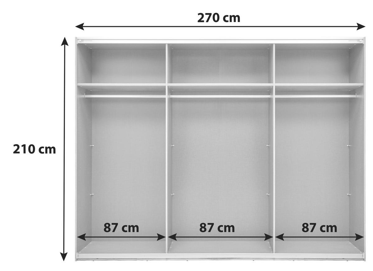 Ormar S Kliznim Vratima Alicante - siva/boje smreke, Moderno, drvni materijal/metal (270/210/60cm) - Modern Living