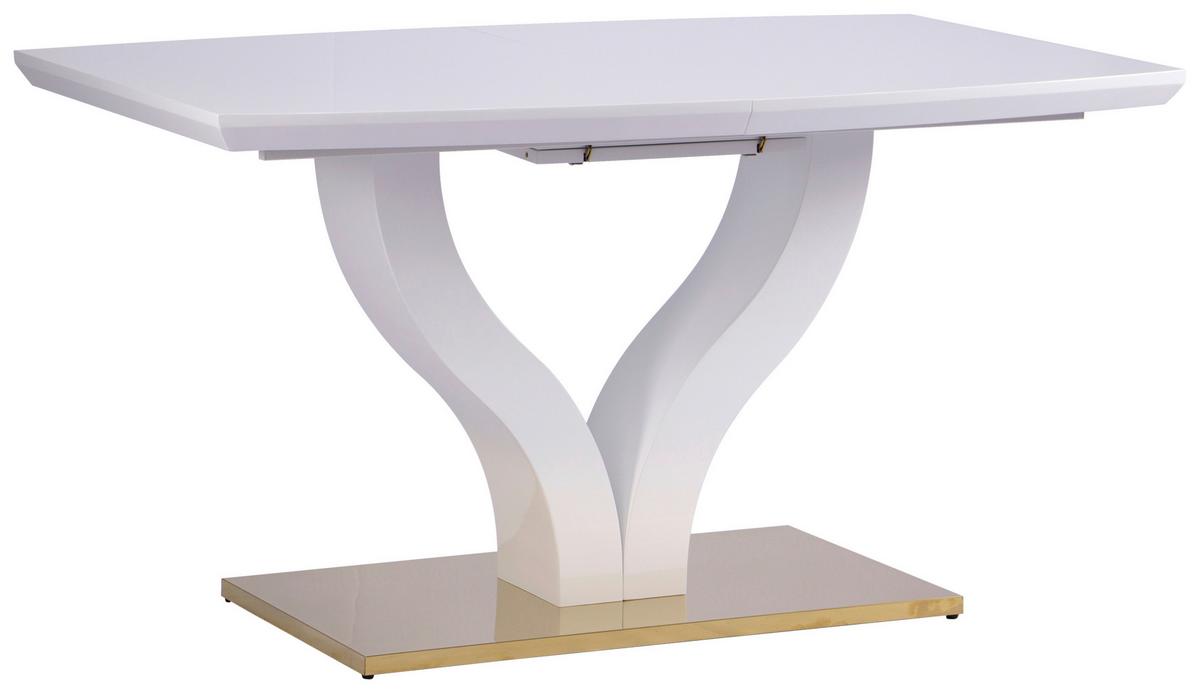 Jedilna Miza Jade Az, Bela, 140-180x90 - zlate barve/bela, Konvencionalno, kovina/leseni material (140-180/76/90cm) - MID.YOU