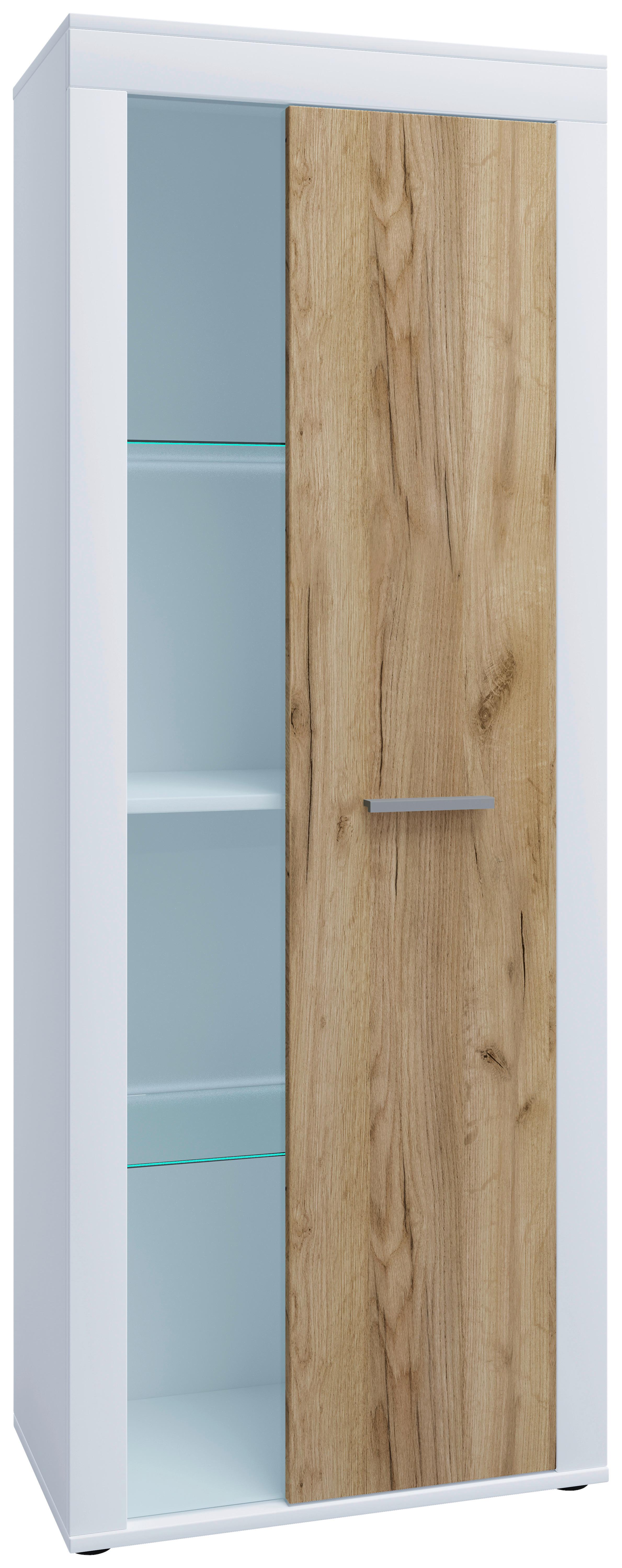 Vitrine Usilo Vitrine - Honigeiche/Weiss, Design, Glas/Holzwerkstoff (60/159/35cm) - MID.YOU