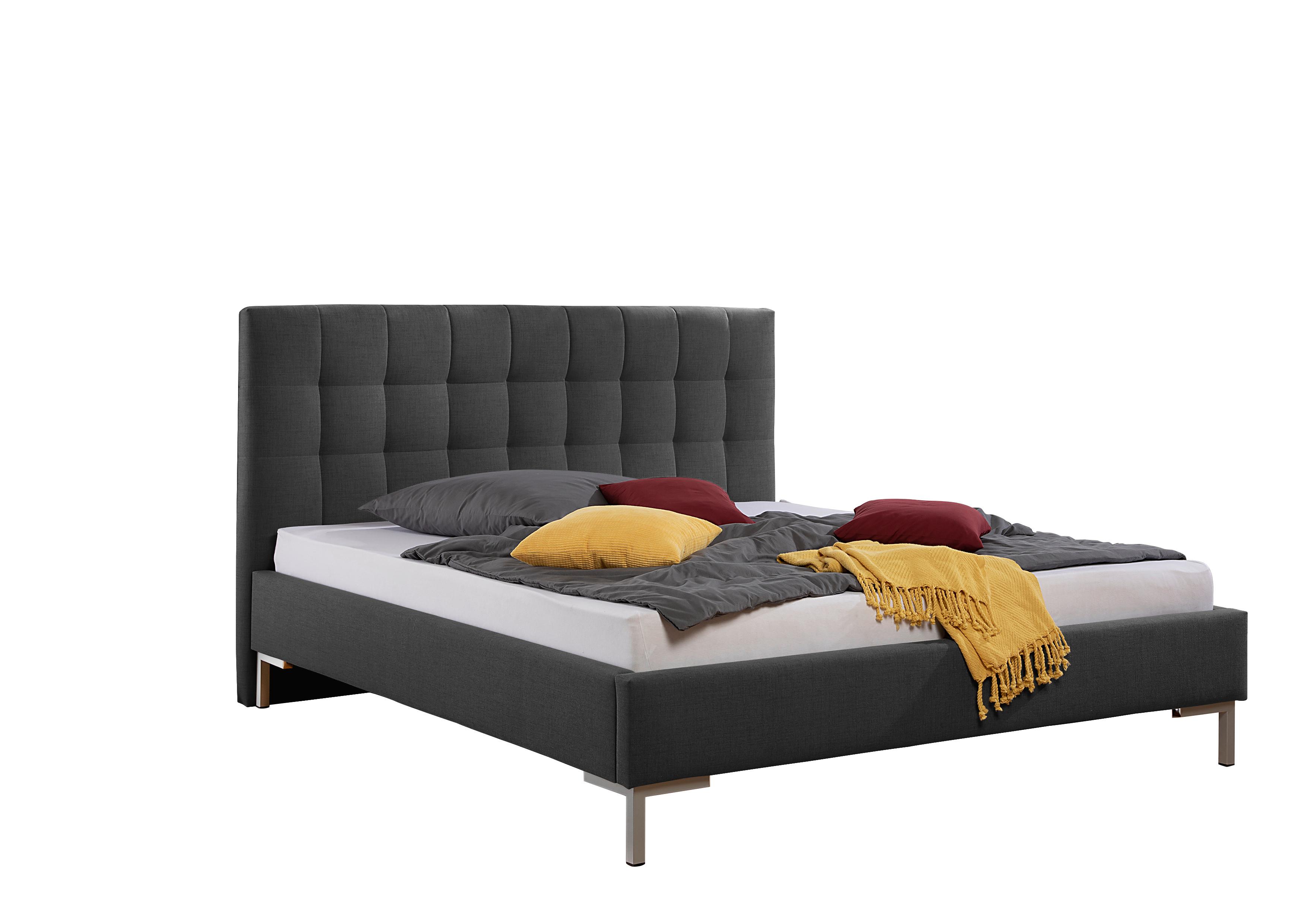 Polsterbett Maurizio Anthrazit ca. 200x200 cm - Anthrazit/Silberfarben, MODERN, Textil/Metall (200/200cm) - Livetastic