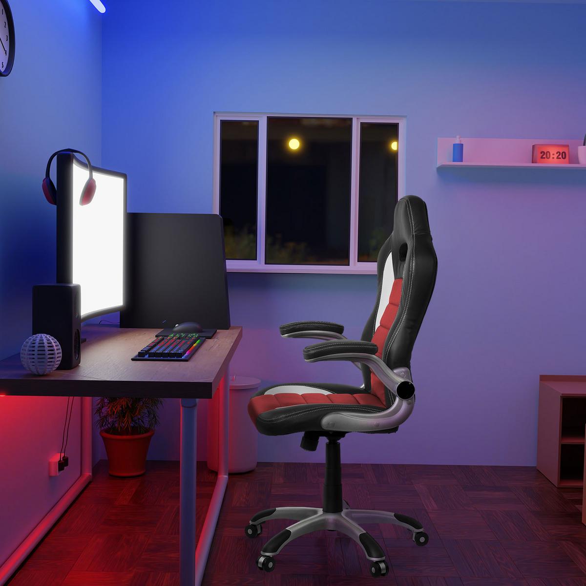 Gaming Stol Game Sport, Črna, Rdeča, Bela - rdeča/črna, Moderno, umetna masa/tekstil (64/118/57cm) - MID.YOU