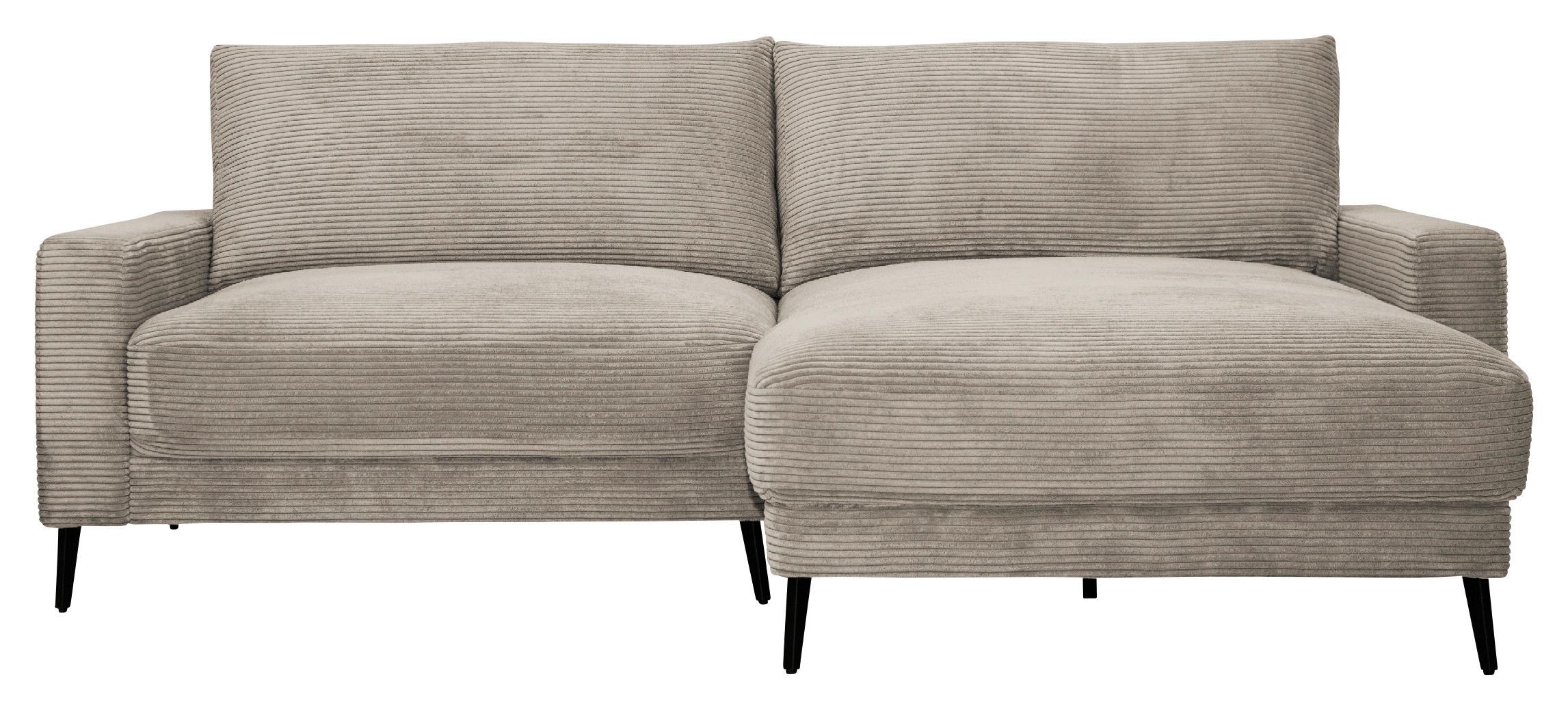 Wohnlandschaft Cora Greige - Greige/Schwarz, Modern, Holz/Textil (223/86/161cm) - Mömax