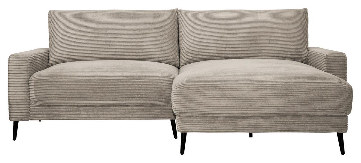 Wohnlandschaft Cora Greige - Greige/Schwarz, Modern, Holz/Textil (223/86/161cm) - Mömax