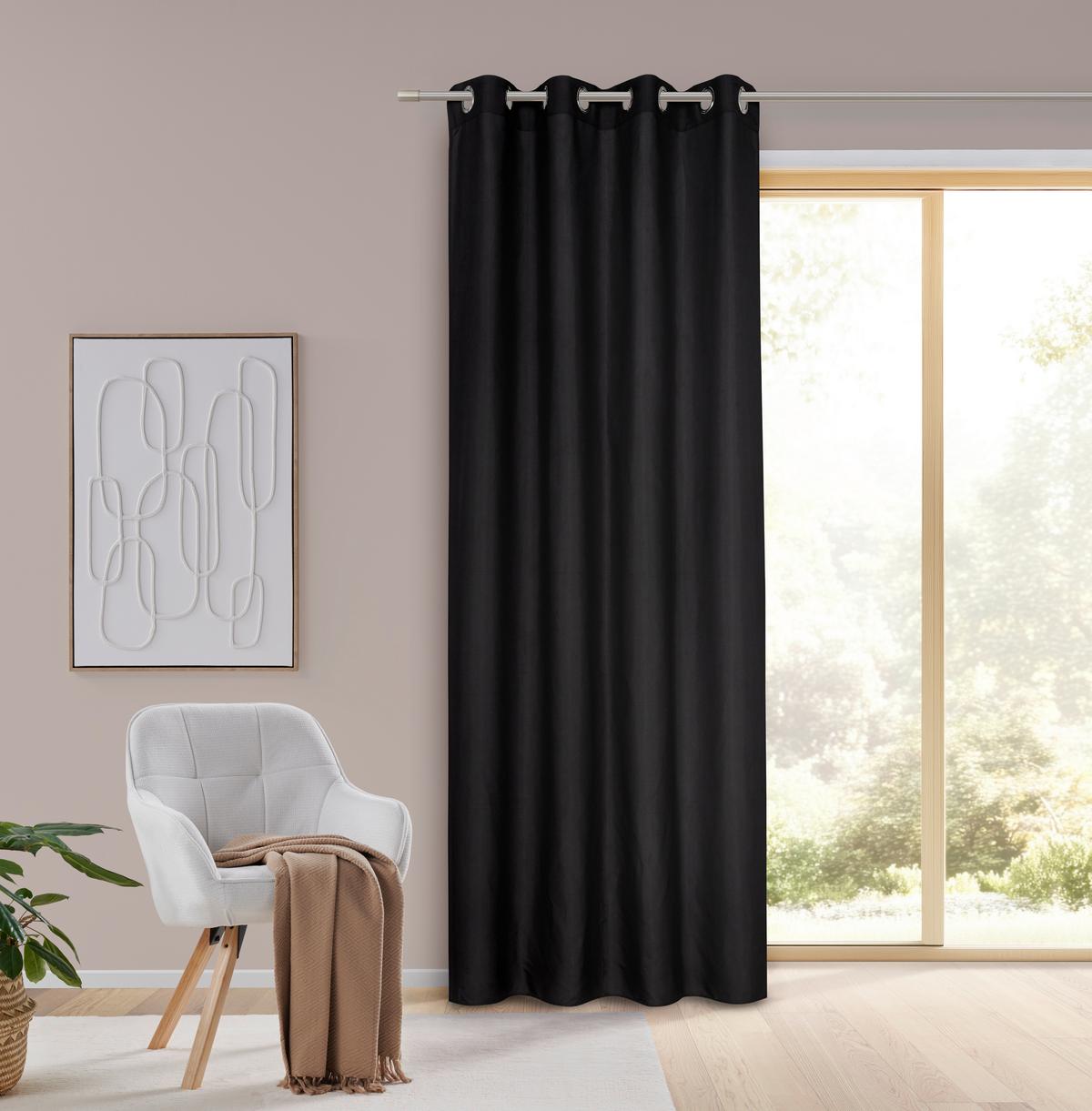 Ösenschal Abby in Schwarz ca. 140x235cm - Schwarz, KONVENTIONELL, Textil (140/235cm) - Modern Living