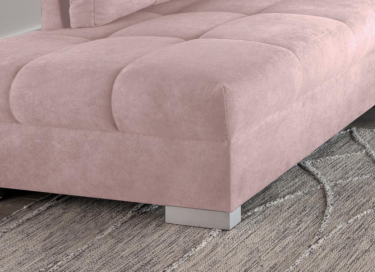 Wohnlandschaft Alvito Rosa Nylon/Mikrofaser - Silberfarben/Rosa, Design, Holz/Textil (202/298cm) - MID.YOU