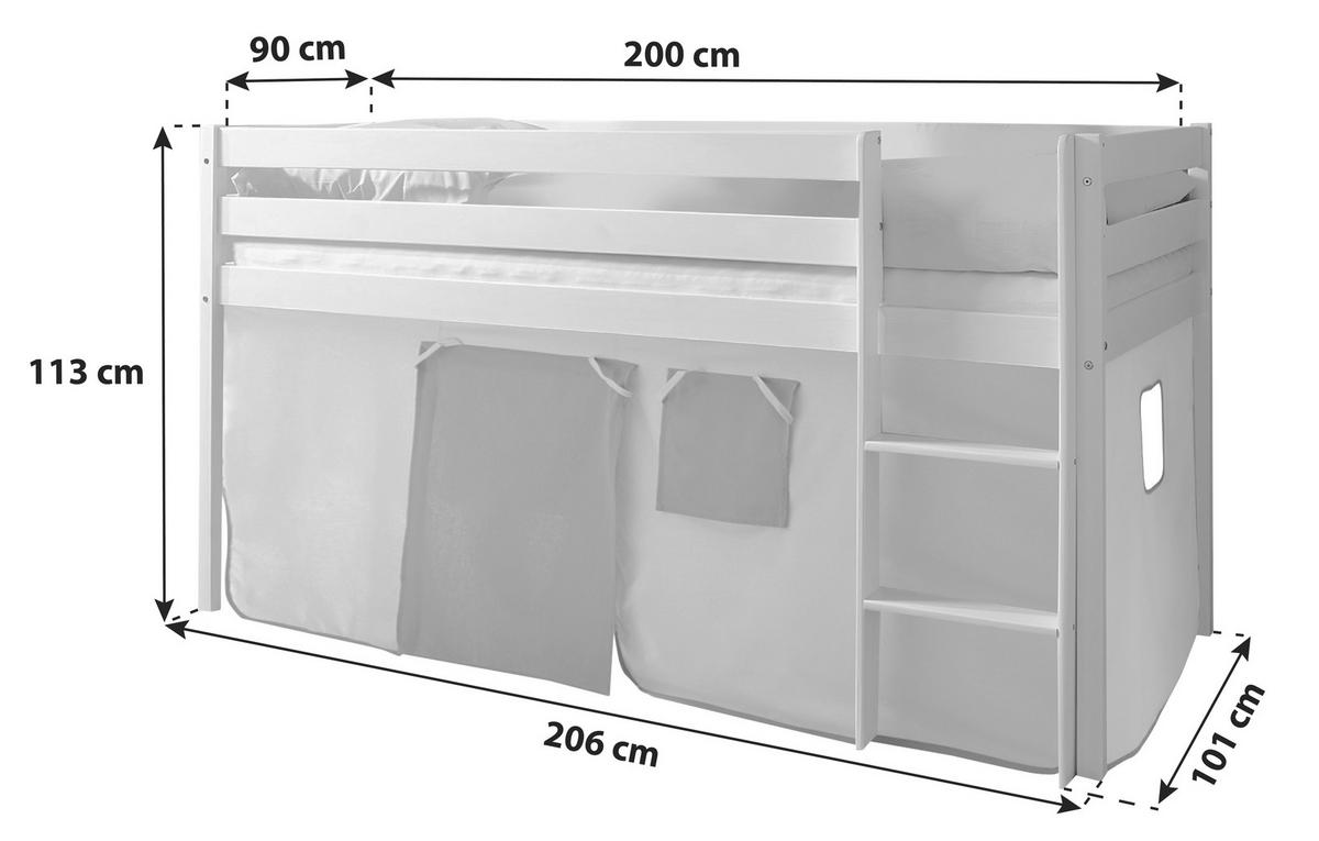 Pograd Malte, 90x200, Bor, Masivno, Lila - lila/bela, Natur, les (90/200cm) - MID.YOU