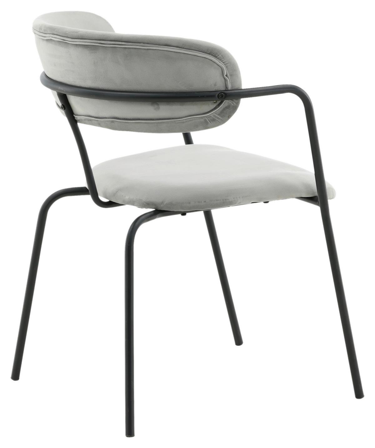 Stuhl-Set Arrow 2er-Set ca. 58x79 cm Samt Grau - Schwarz/Grau, Design, Textil/Metall (58/79/61cm) - Livetastic