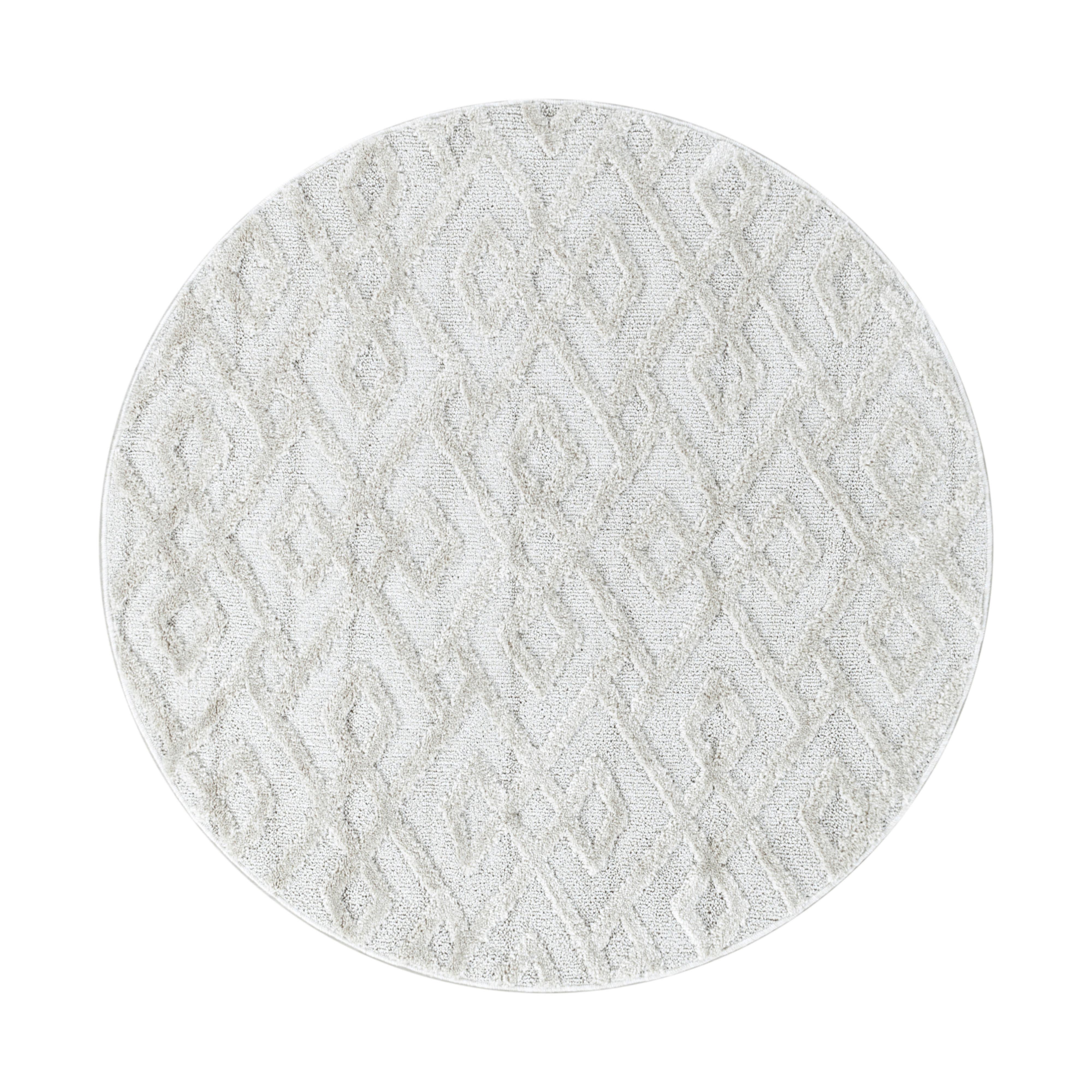 Webteppich Pisa Creme ⌀ ca. 200cm - Creme, KONVENTIONELL, Textil (200cm)