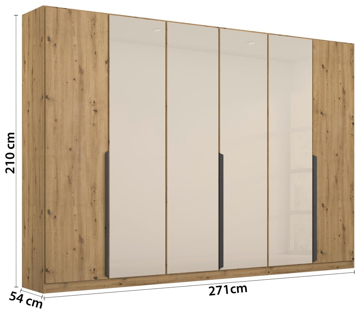 DULAP USI ROTATIVE ARTEMIS - stejar Artisan/șampanie, Modern, sticlă/material pe bază de lemn (271/210/54cm) - Modern Living
