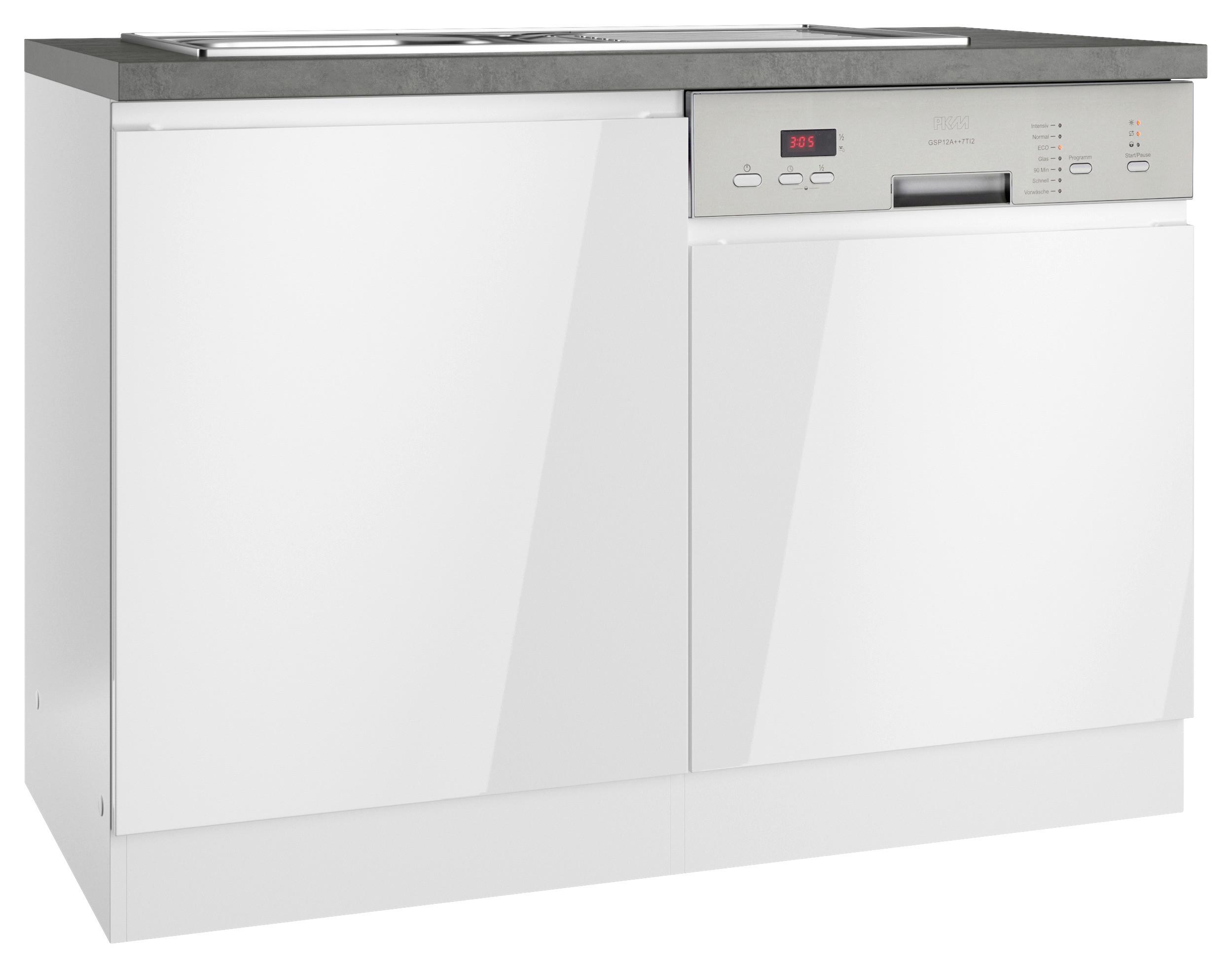 Spülenunterschrank Monza ca. 120x86 cm Weiß/Grau - Weiß Hochglanz/Weiß, LIFESTYLE, Holzwerkstoff (120/86/60cm) - Held