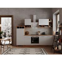 Küchenblock Economy mit Geräte Weiß/Eiche B: 280 cm - Wildeiche/Edelstahlfarben, Basics, Holzwerkstoff/Metall (280cm) - Respekta