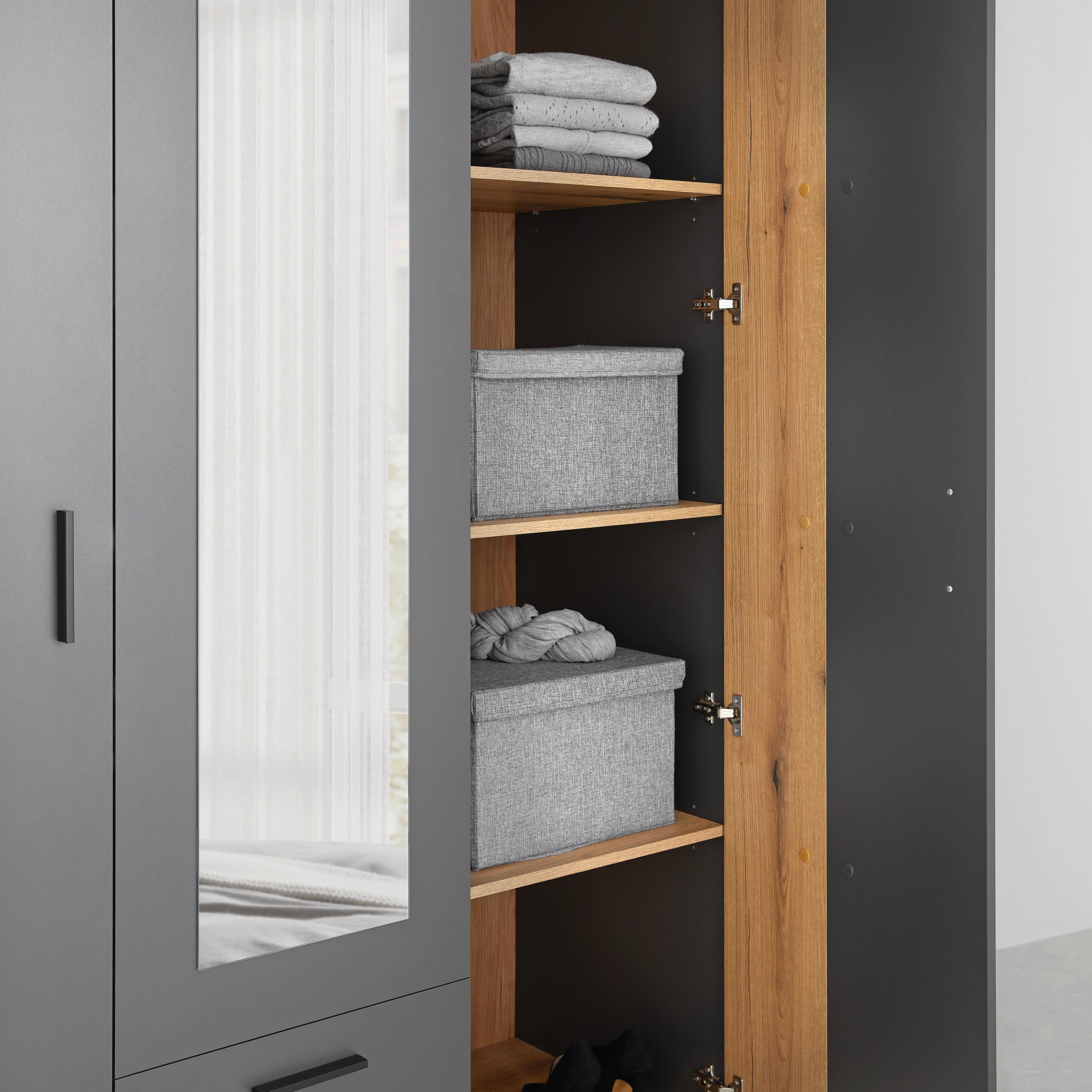 GARDEROB CADIX -EXKLUSIV- - svart/antracit, Klassisk, trämaterial/plast (150/200/55cm) - Mömax