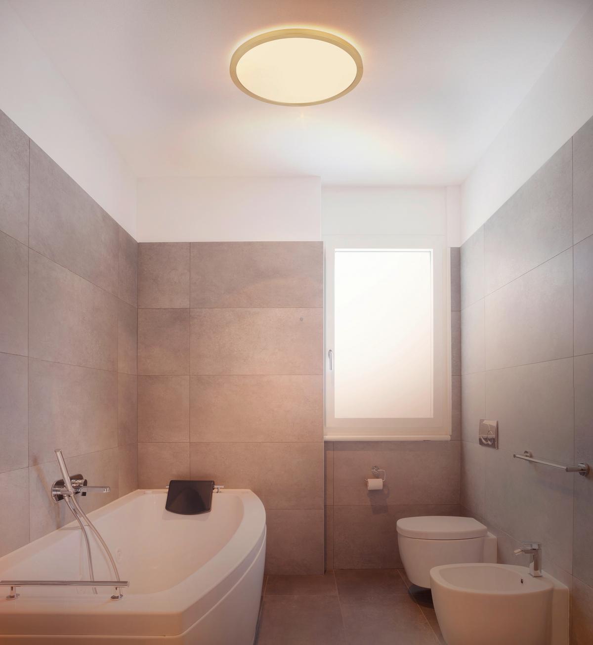 LED-Deckenleuchte Sapana Weiß/Messingfarben max. 18Watt - Messingfarben/Opal, KONVENTIONELL, Kunststoff (29.4/2.5cm) - Globo