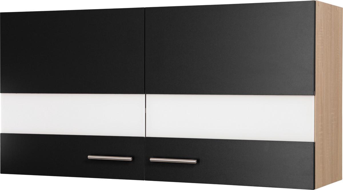 Kuhinjska Zgornja Omarica Merle, Barva Hrasta, Črna - srebrne barve/črna, Basics, kovina/steklo (110/56,1/34,6cm) - Respekta