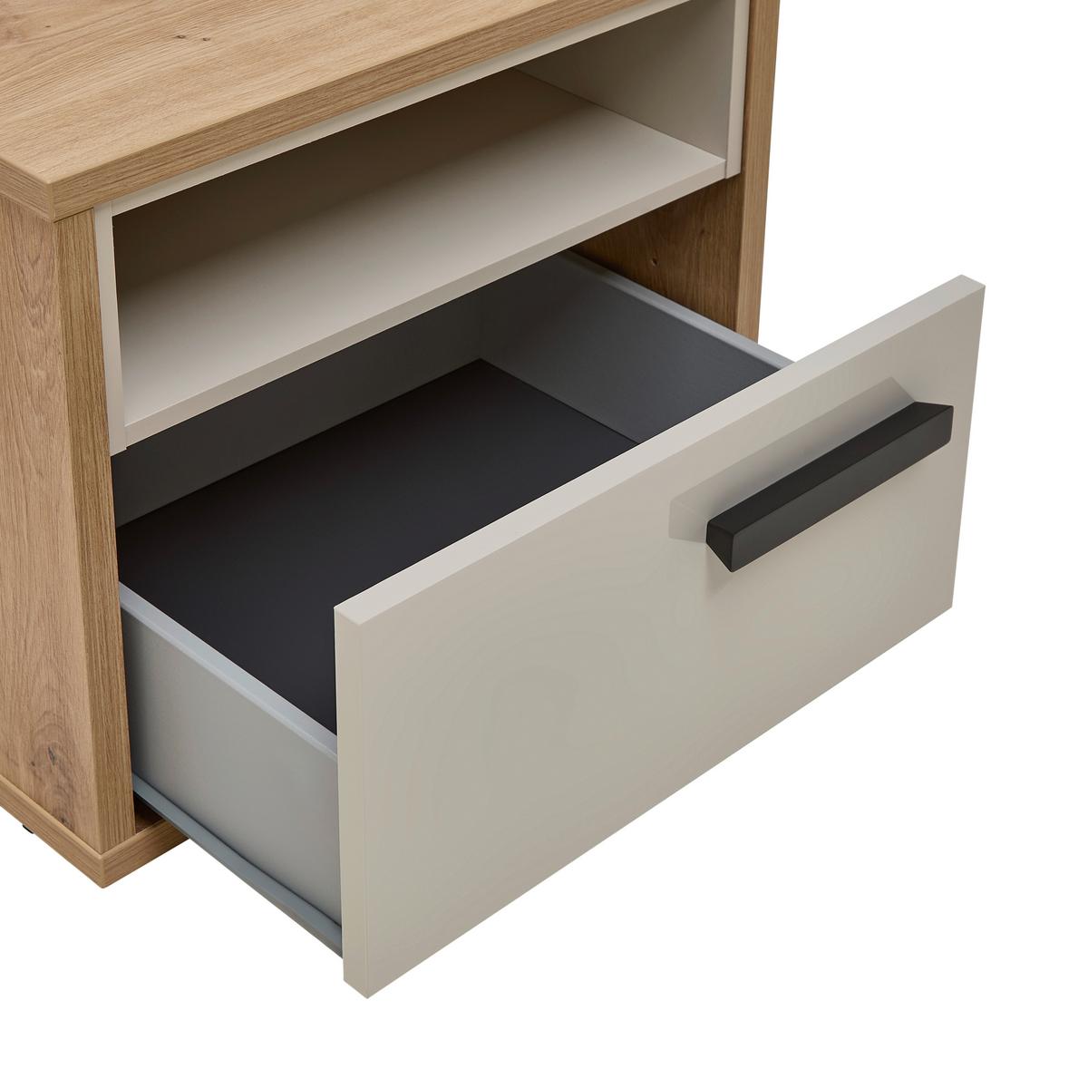 Nachtkästchen Casa Mia Kaschmirfarben/Eiche Artisan - Kaschmir/Anthrazit, KONVENTIONELL, Holzwerkstoff/Metall (45/50/40cm) - Modern Living
