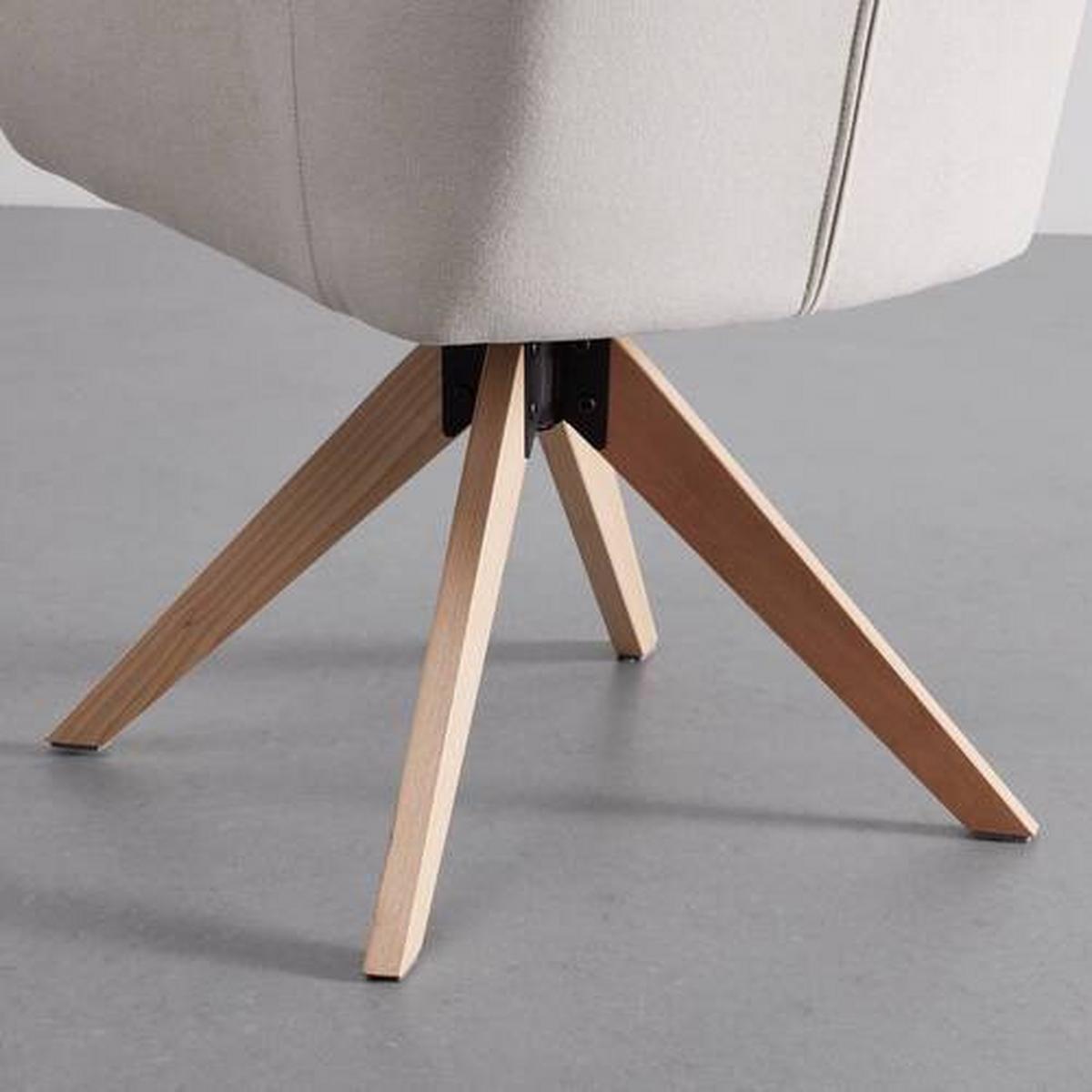 Armlehnstuhl Lucita Beige Samt Drehbar Gepolstert - Beige/Naturfarben, MODERN, Holz/Textil (58/87/60cm) - Bessagi Home