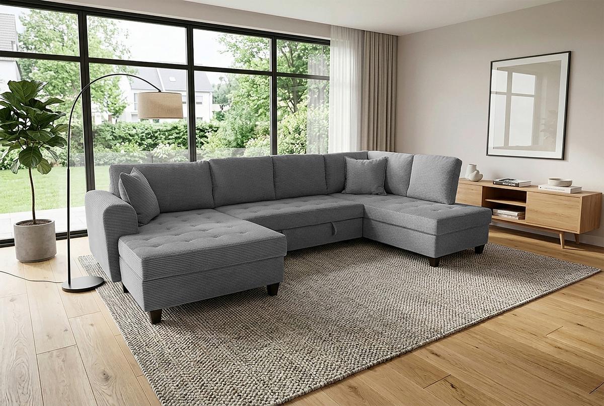 Kutna Garnitura Moritz - siva, Trend, tekstil (155/324/178cm) - Modern Living