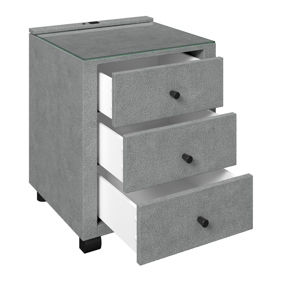 Noćni Ormarić Elysia - tamno siva, Trend, staklo/drvni materijal (48/68/45,5cm) - Premium Living