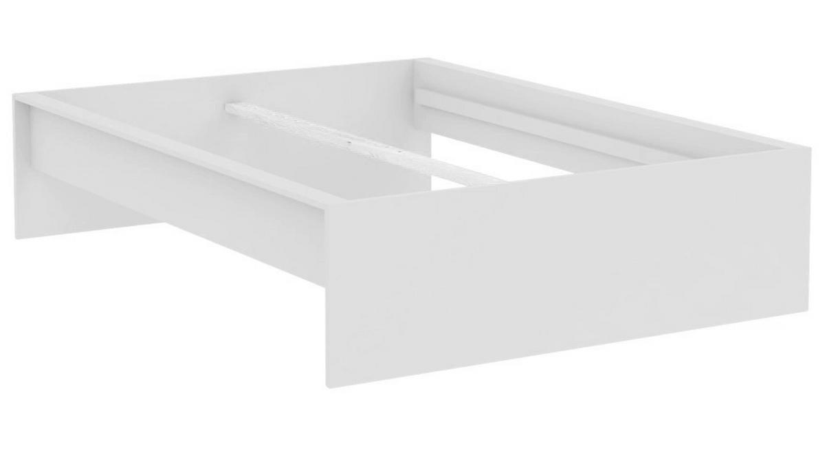 Posteljni Okvir Unit 140 - bela, Konvencionalno, leseni material (140/200cm) - Based