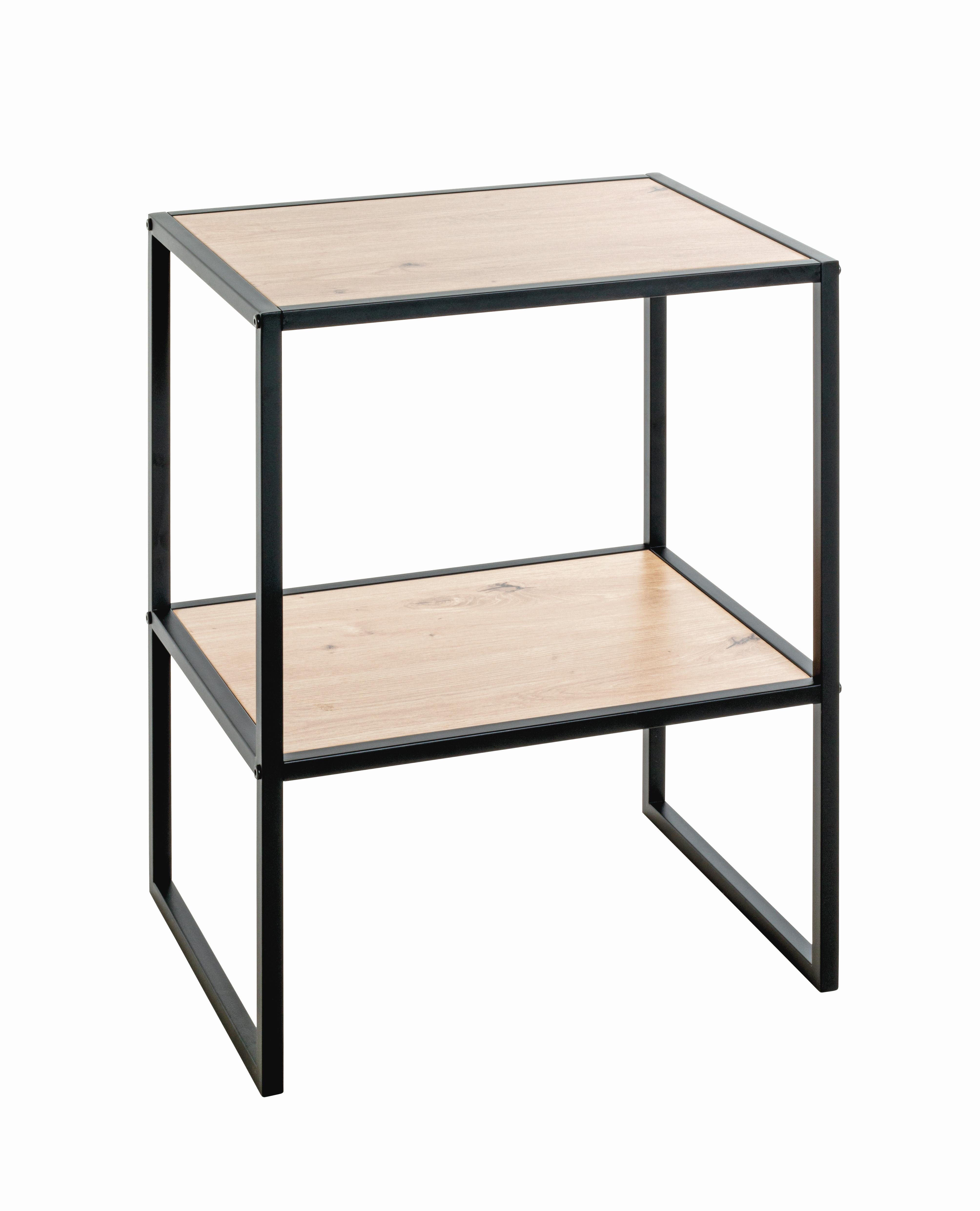 STOLIK BOCZNY TIVOLI - kolor dębowy/czarny, Trend, materiał drewnopochodny/metal (45/35/60cm)