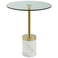 BEISTELLTISCH LANA 125 GOLD / WEISS - Weiss/Goldfarben, Design, Glas/Stein (46/46/53cm) - Kayoom