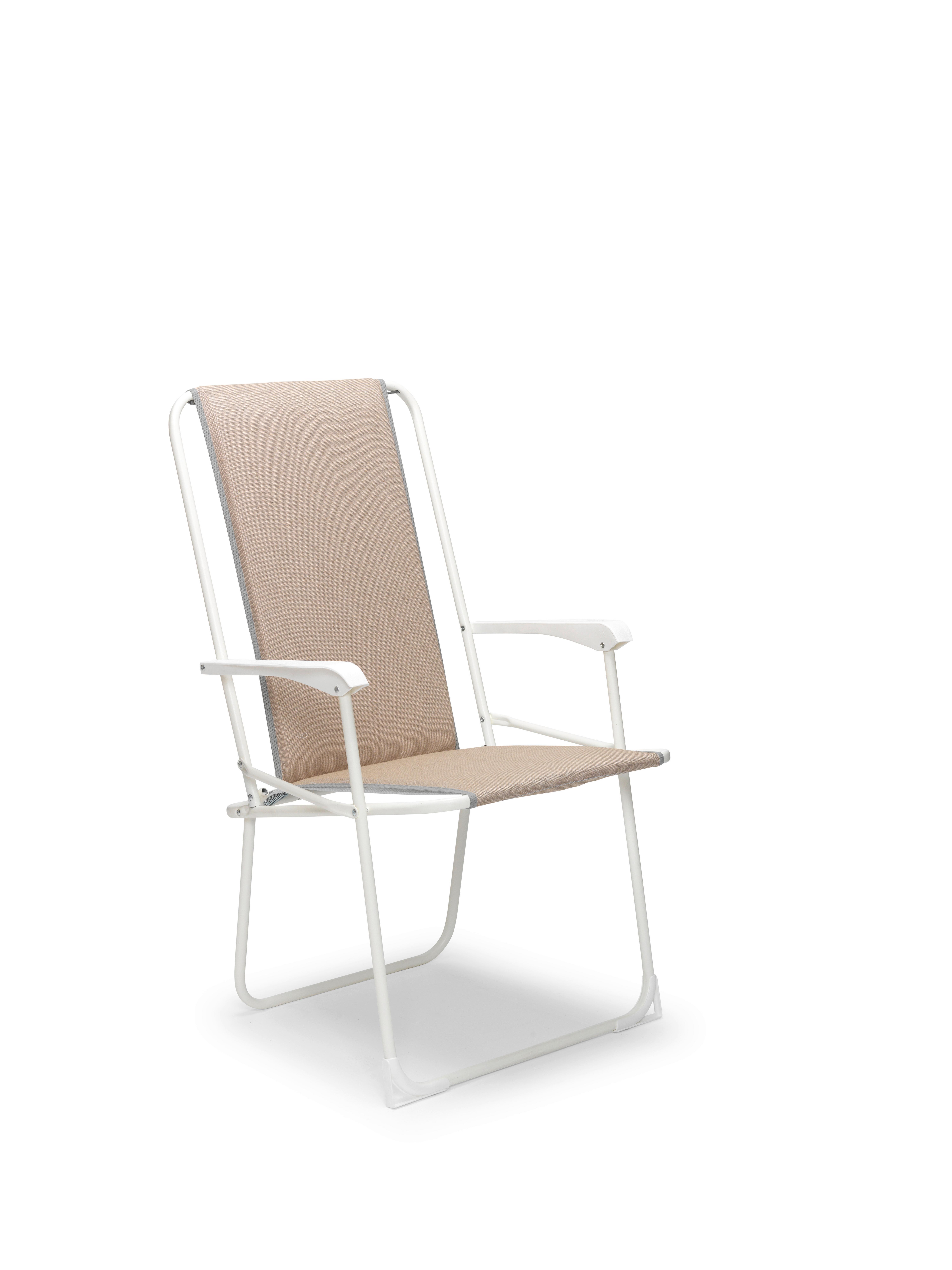 Klappstuhl CHIEMSEE in Weiß, Beige, faltbar - Beige/Weiß, Basics, Textil/Metall (56/93/53cm) - Gardenson