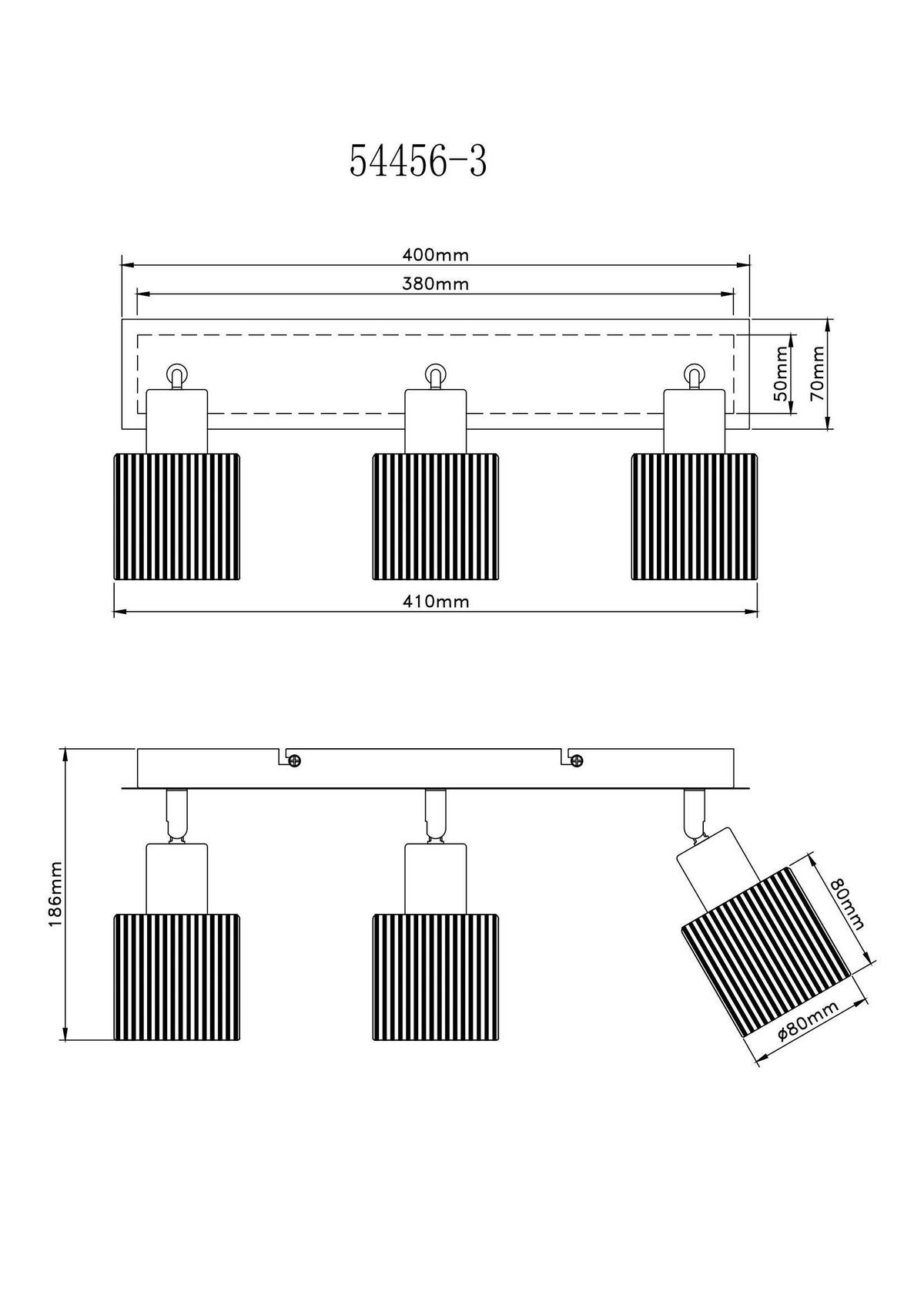 Proiector Villegas - alb/negru cromat, Basics, sticlă/metal (41/8/18,6cm) - Globo