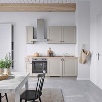 Küchenblock Cascada Low m. Geräten Grau - Eiche dunkel/Schwarz, MODERN, Holzwerkstoff/Metall (210cm) - Nobilia