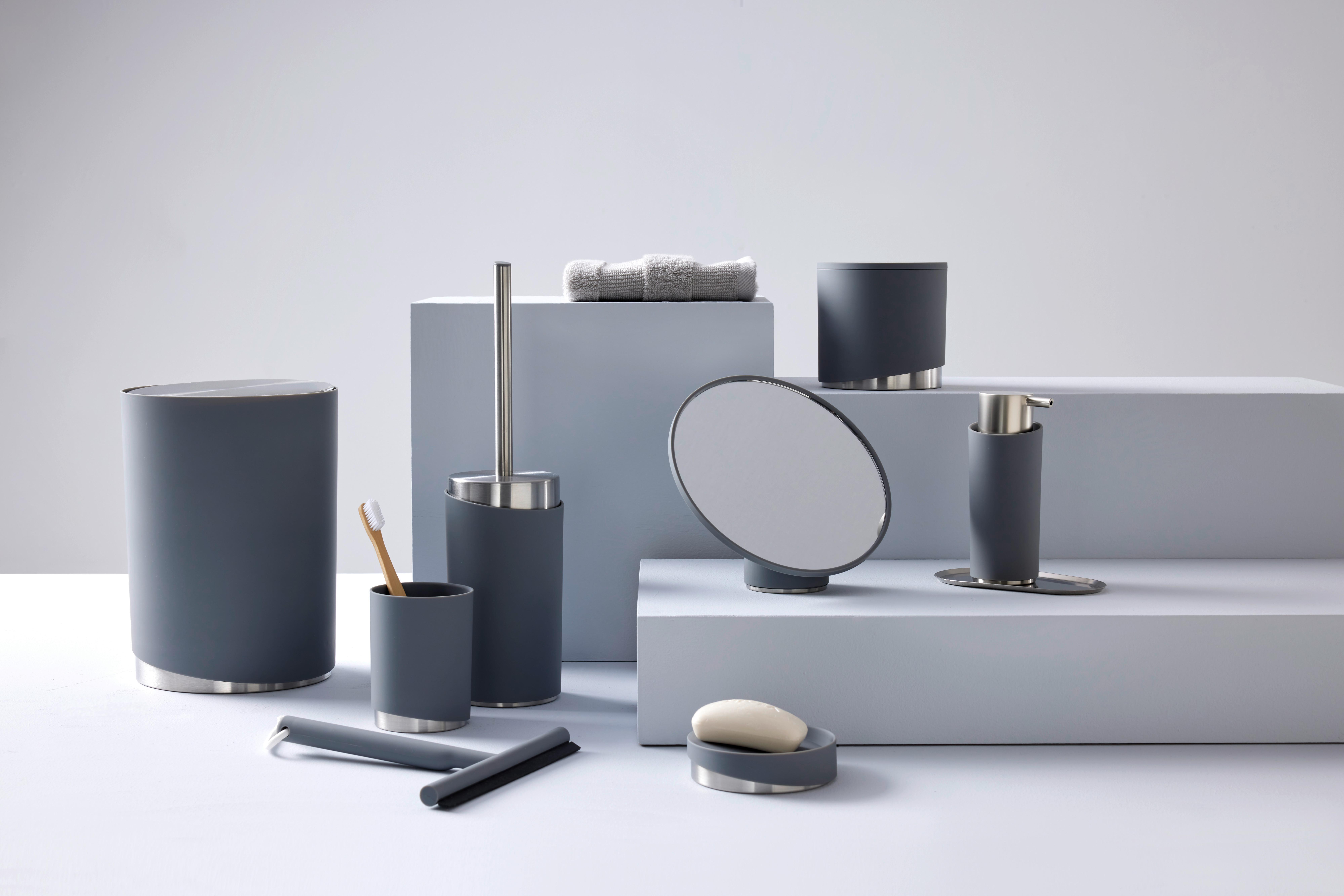 WC-Bürste Chris in Grau/Edelstahlfarben - Edelstahlfarben/Grau, Modern, Kunststoff/Metall (9,6/37cm) - Premium Living