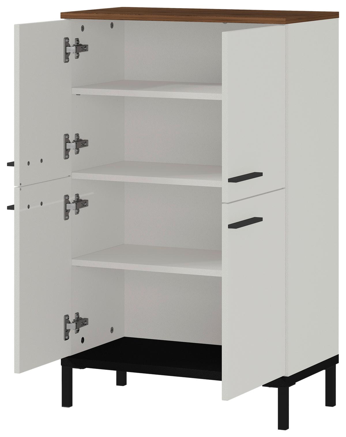 KOMODA WYSOKA YONKERS 573 - kolor orzechowy/czarny, Modern, materiał drewnopochodny/metal (60/97/34cm) - Xora