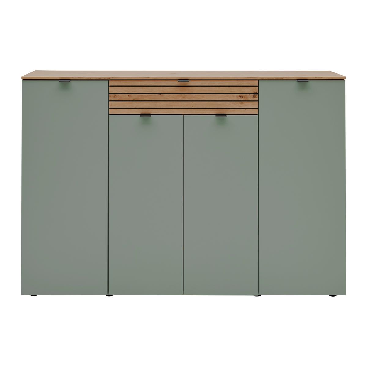 Sideboard Bahia-M Grün/Eiche Artisan - Schwarz/Eiche Artisan, MODERN, Holzwerkstoff (150/101/41cm) - Mömax