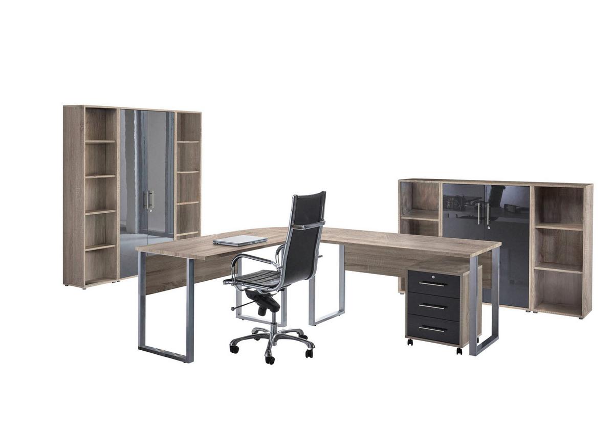 Büro Office Edition Büro Set 5 SonomaEiche/AnthrazitHochglanz - Anthrazit Hochglanz/Sonoma Eiche, MODERN, Holzwerkstoff - MID.YOU