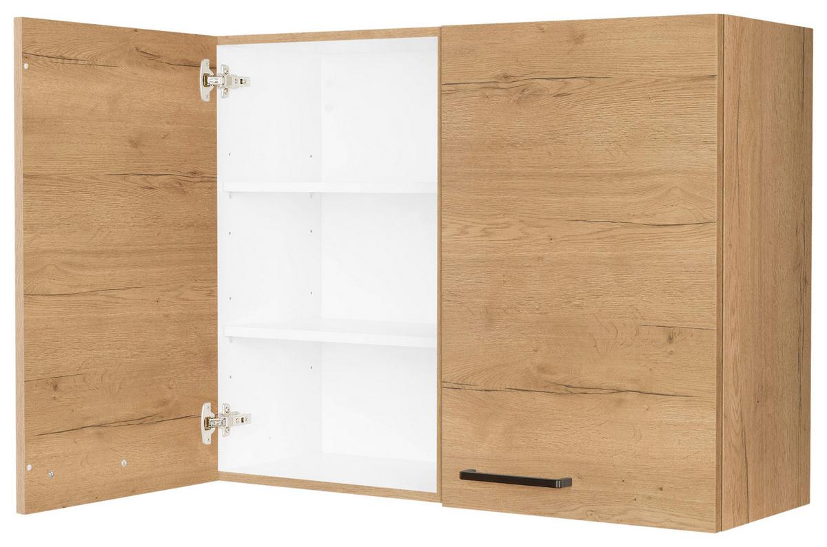 Küchenoberschrank Structura Eiche - Eichefarben/Schwarz, MODERN, Holzwerkstoff/Metall (90/72/35cm) - Nobilia
