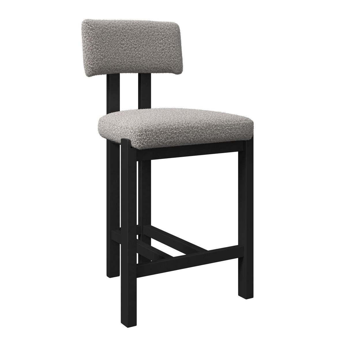 Barhocker Jonna Hellgrau Bouclé Gepolstert - Hellgrau/Schwarz, MODERN, Holz/Textil (51/102/54cm) - Bessagi Home