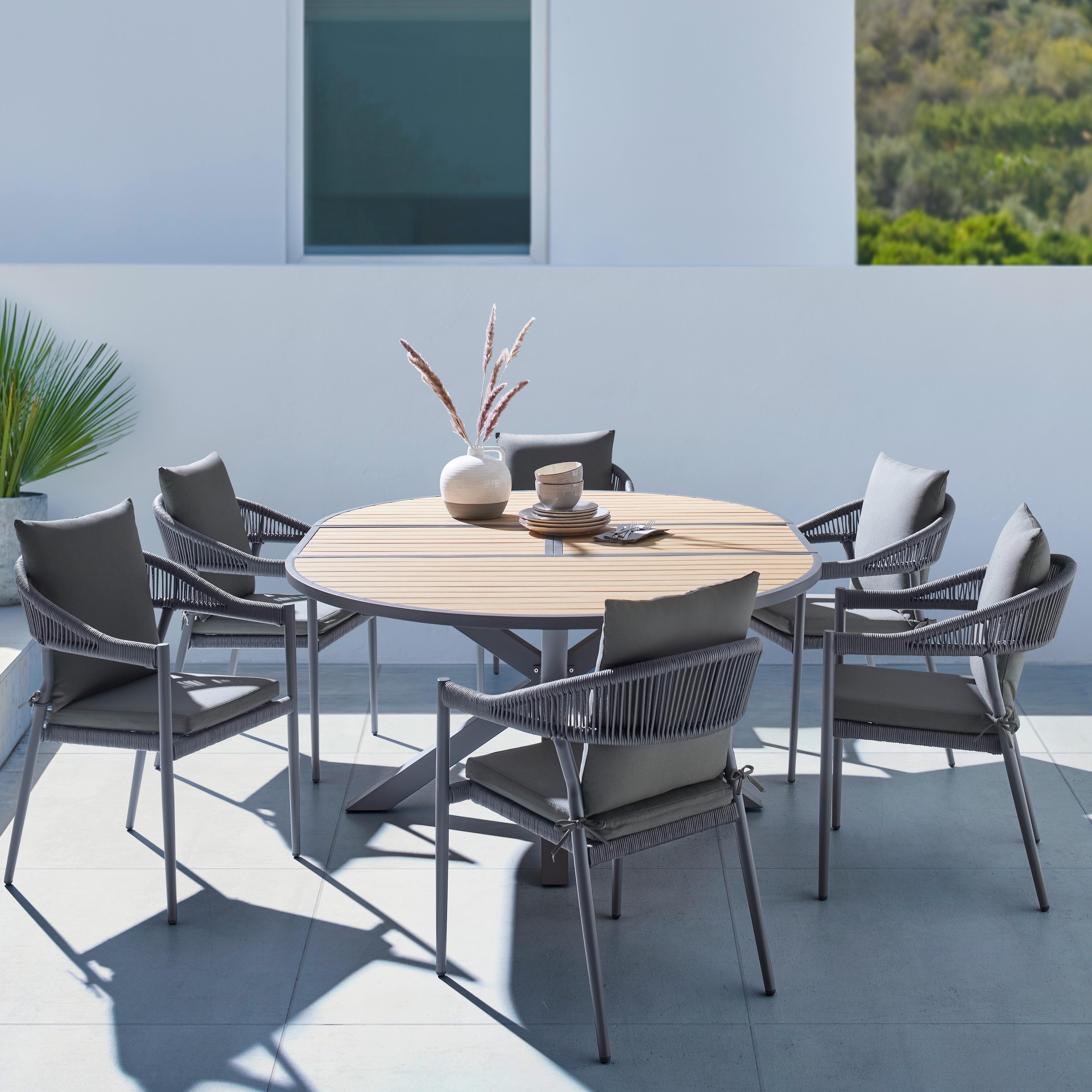 Gartengarnitur "Catalina", ausziehbar, Outdoorgewebe - Grau, Modern, Kunststoff/Textil - Bessagi Garden