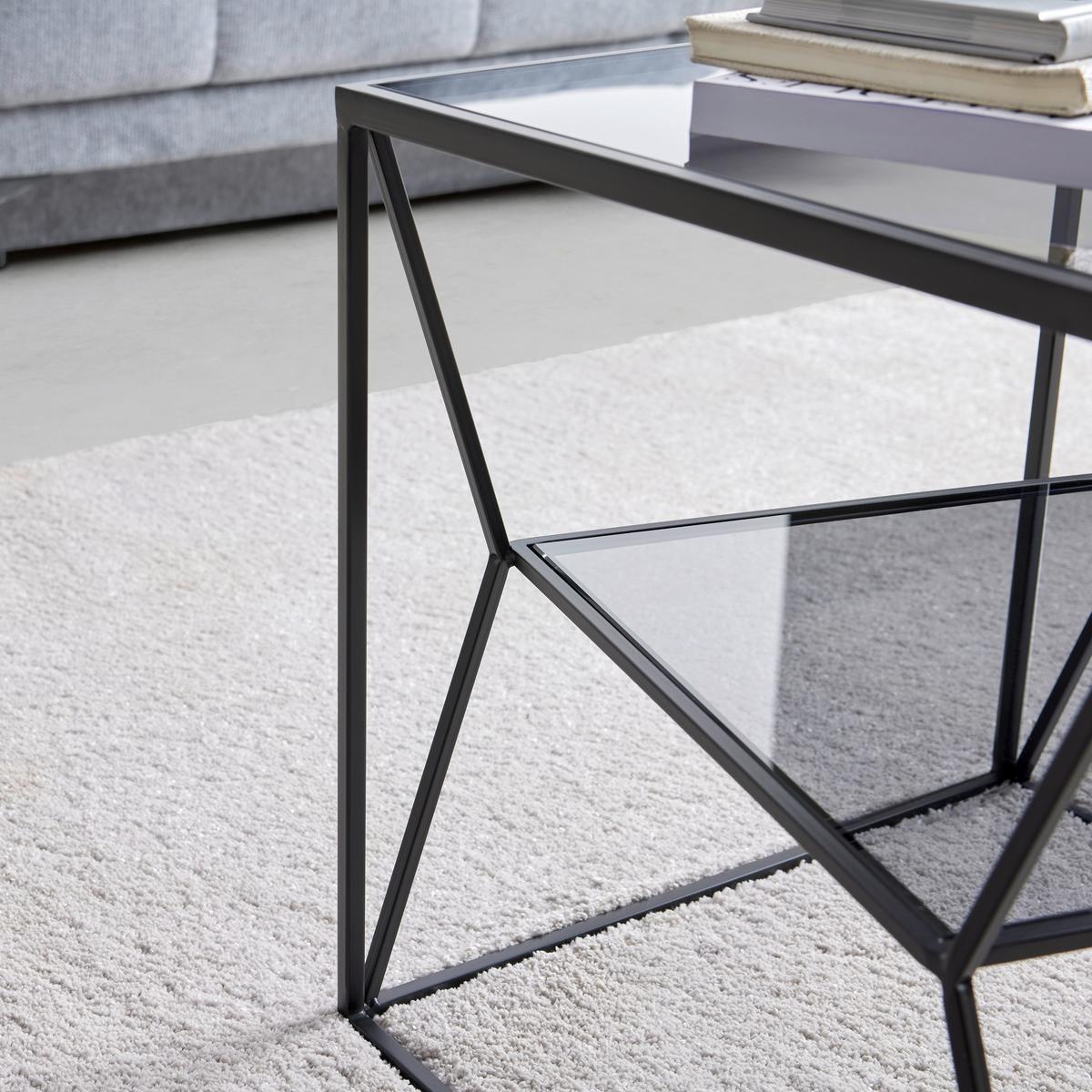 Beistelltisch Angel in Grau/Schwarz - Schwarz/Grau, MODERN, Glas/Metall (45/45/45cm) - Premium Living