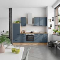 Küchenblock Easytouch Low m. Geräten Dunkelblau - Eichefarben/Schwarz, MODERN, Holzwerkstoff/Metall (270cm) - Nobilia