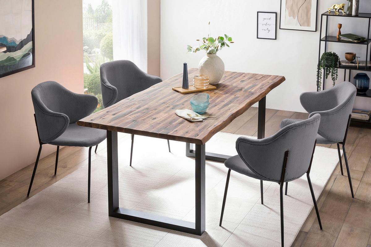 Set Naslanjačev Cord, Siva, 2-Delni - siva/črna, Moderno, kovina/tekstil (54/83/55cm) - Livetastic