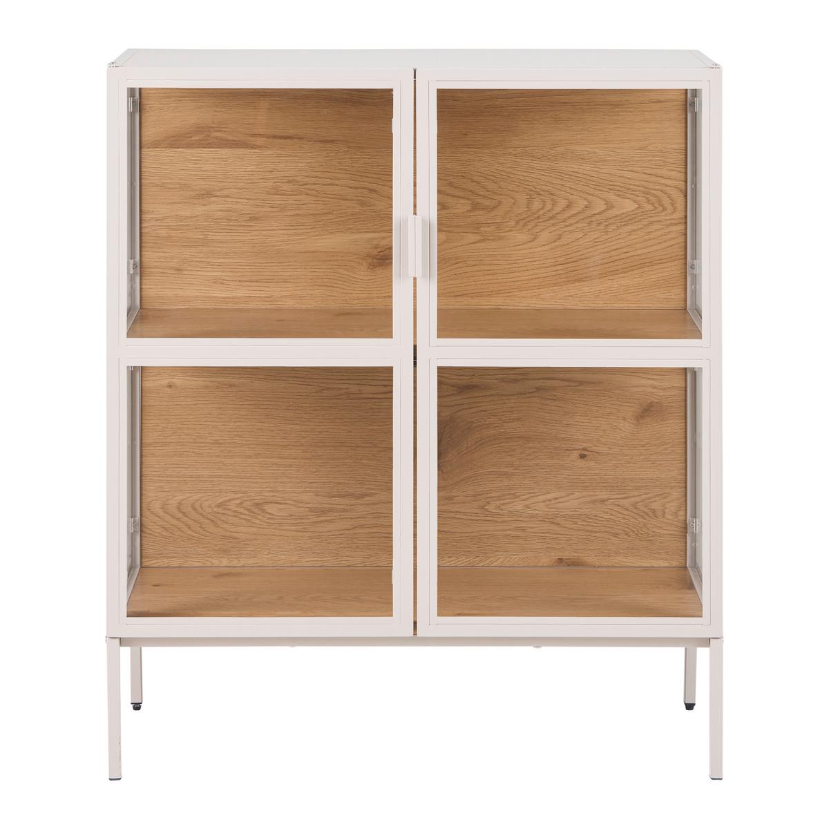 Vitrine Amy Eichefarben/Beige - Eichefarben/Beige, Modern, Glas/Holzwerkstoff (80/93,5/35cm) - Mömax