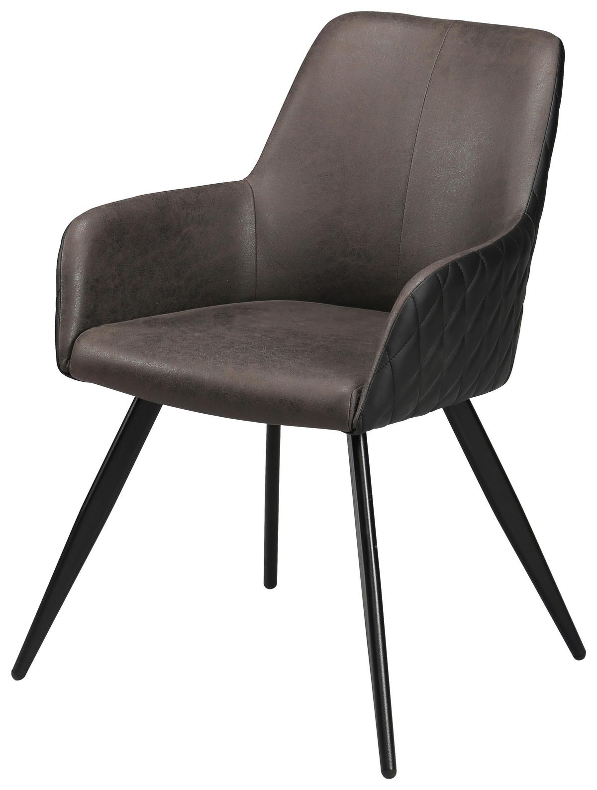 ZESTAW KRZESEŁ Z PODŁOKIETNIK. LOLA-1 - czarny/brązowy, Design, metal/tkanina (55/83,5/63cm) - MID.YOU