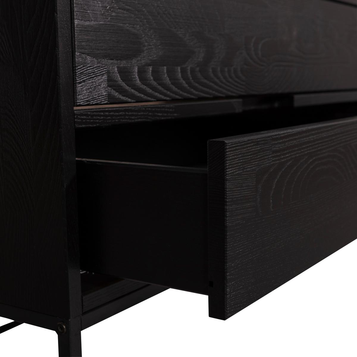 Lowboard Silas Schwarz - Schwarz, Design, Leder/Holz (120/55/44cm) - Livetastic