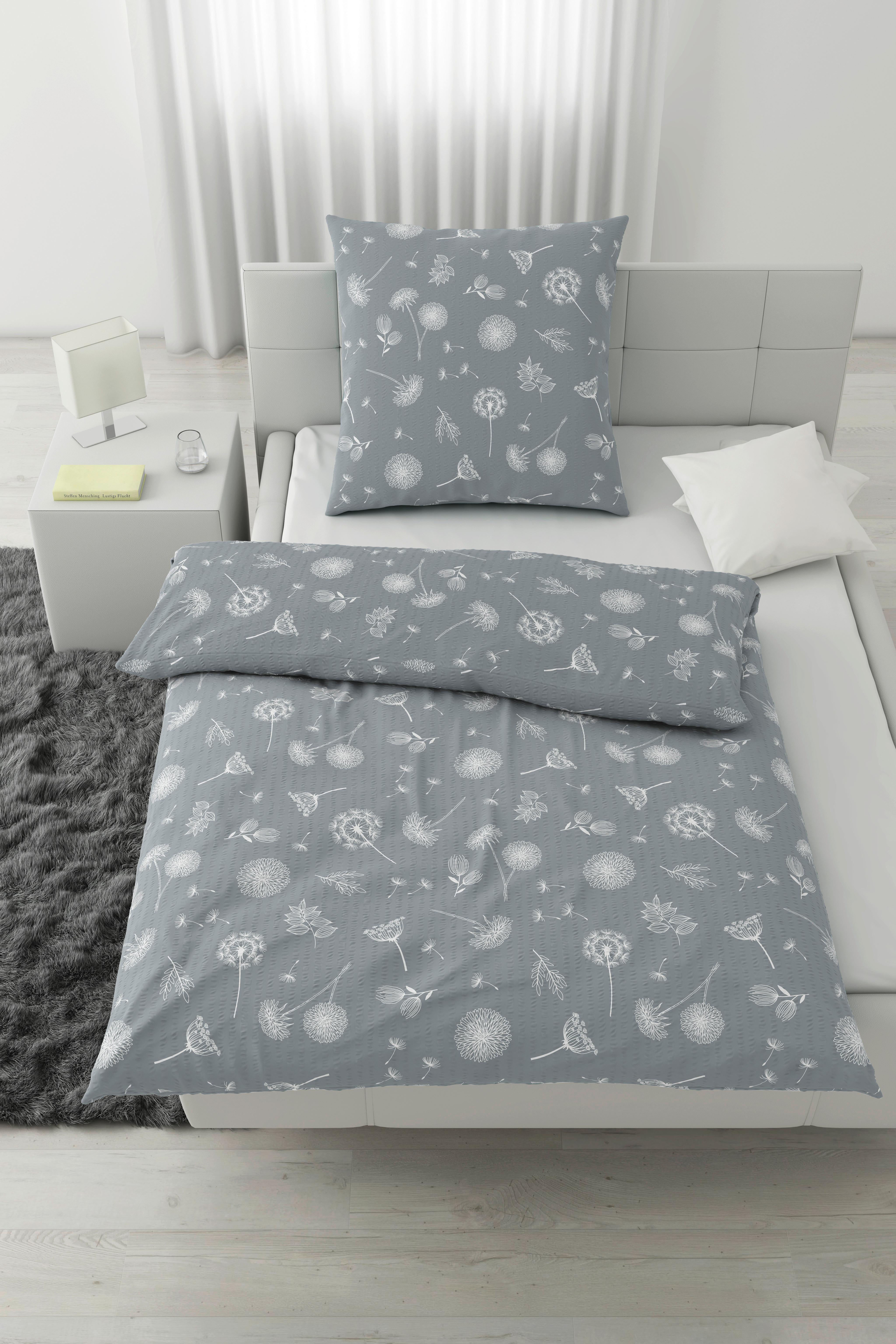 Bettwäsche Pusteblume XL Grau ca. 155x220cm - Grau, KONVENTIONELL, Textil (155/220cm) - Modern Living