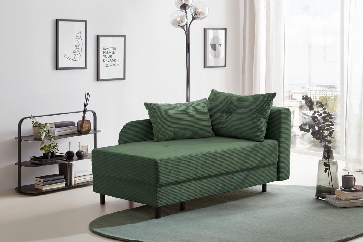 Liege Nova Olivgrün - Schwarz/Olivgrün, MODERN, Holz/Textil (145/62/85cm) - Mömax